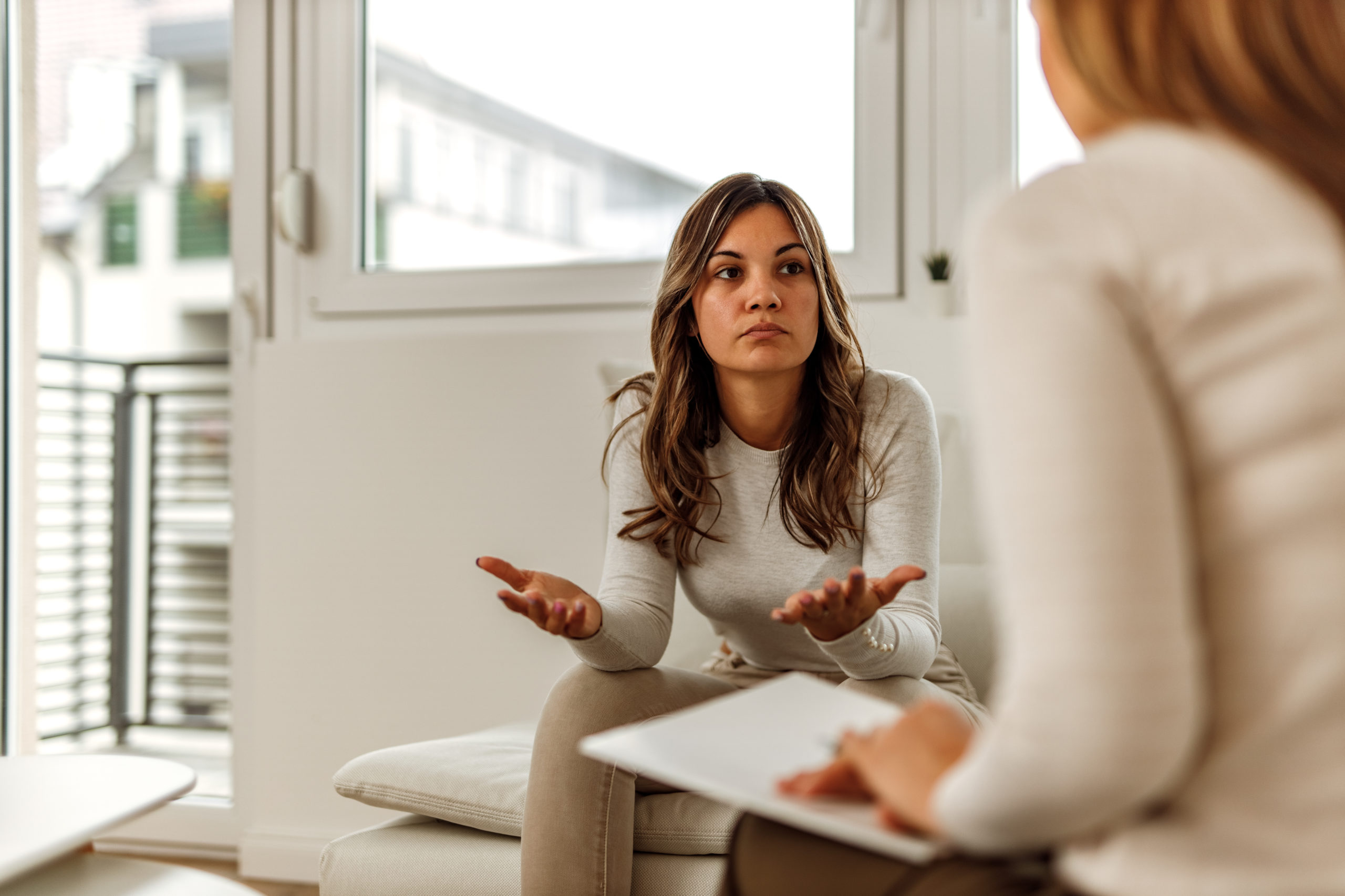 Patient talking to about her mental health.